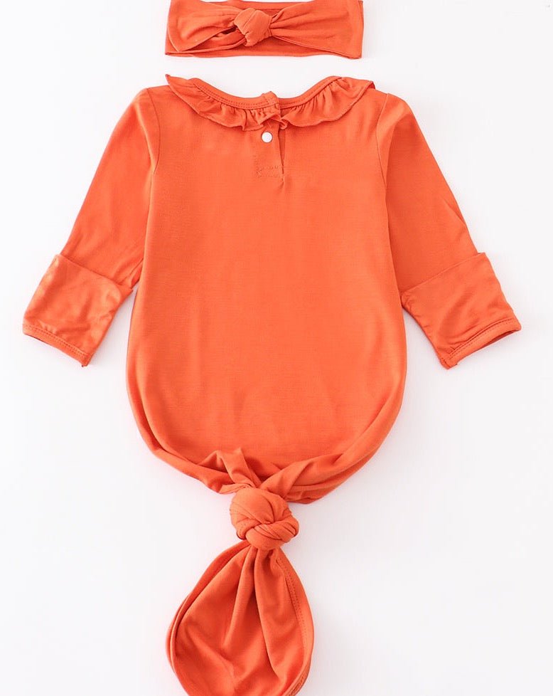 Bamboo Ruffle Baby Gown - Orange - Gibs+Grady