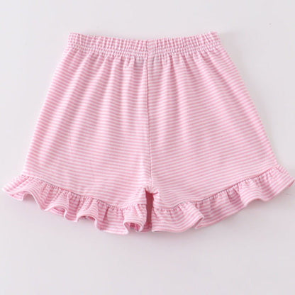 Basic Ruffle Shorts - Pink White Striped - Gibs+Grady