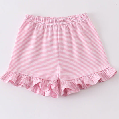 Basic Ruffle Shorts - Pink White Striped - Gibs+Grady