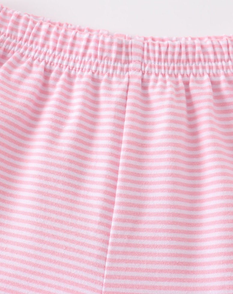 Basic Ruffle Shorts - Pink White Striped - Gibs+Grady