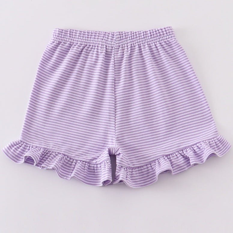 Basic Ruffle Shorts - Purple White Striped - Gibs+Grady