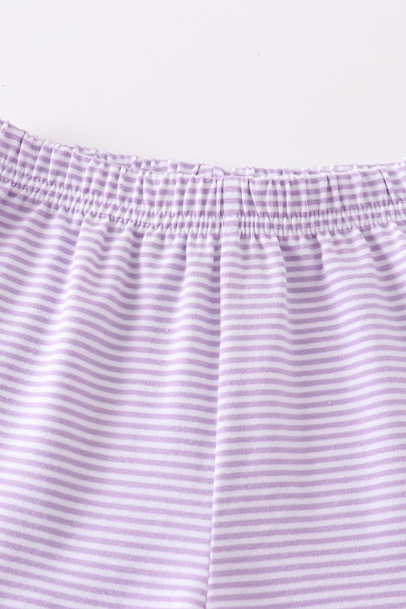 Basic Ruffle Shorts - Purple White Striped - Gibs+Grady