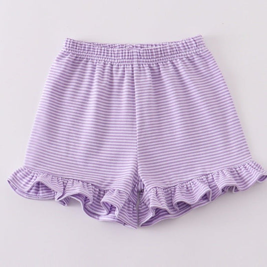 Basic Ruffle Shorts - Purple White Striped - Gibs+Grady