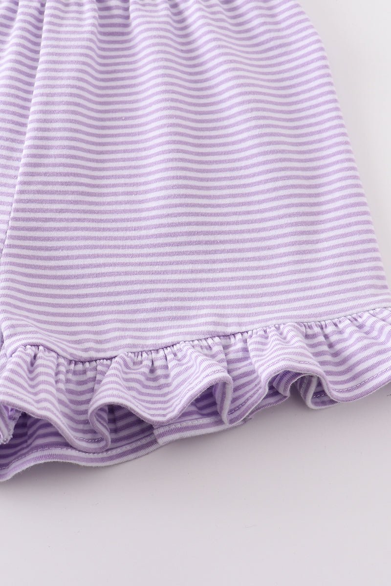 Basic Ruffle Shorts - Purple White Striped - Gibs+Grady