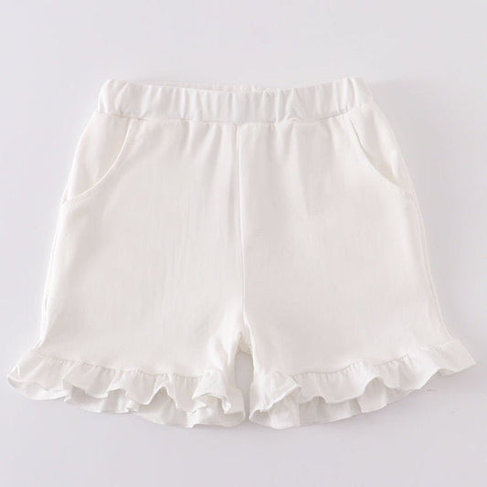 Basic Ruffle Shorts - White - Gibs+Grady