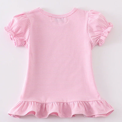 Basic Ruffle Top - Pink White Striped - Gibs+Grady