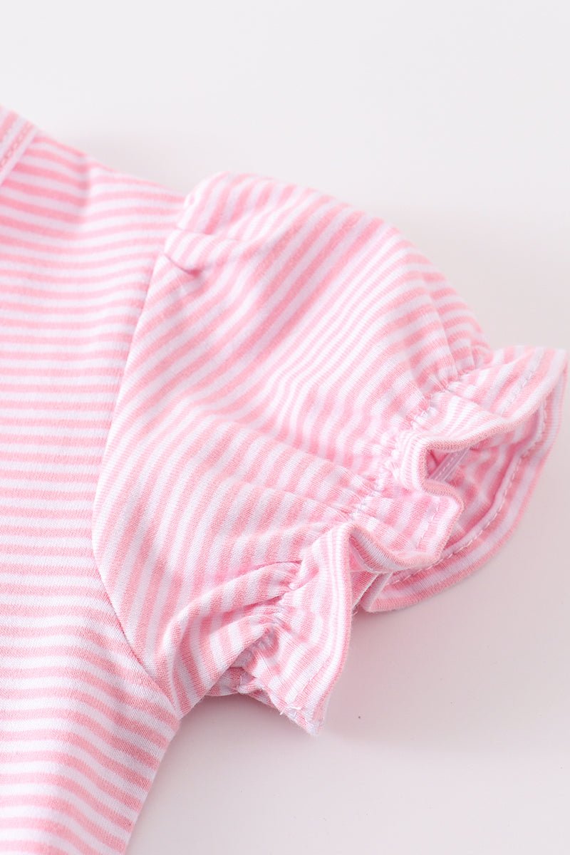 Basic Ruffle Top - Pink White Striped - Gibs+Grady