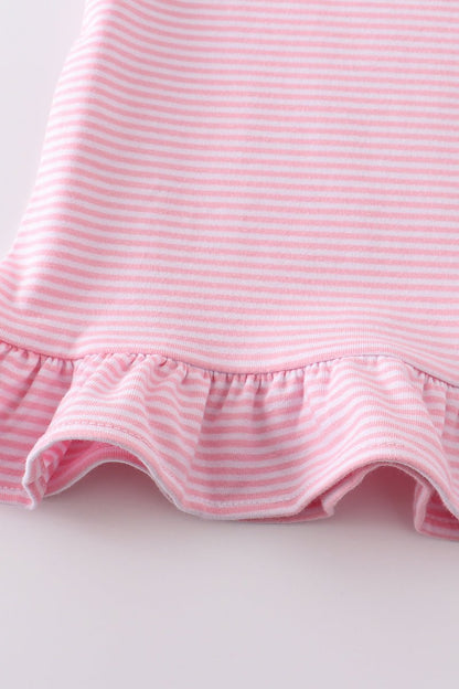 Basic Ruffle Top - Pink White Striped - Gibs+Grady