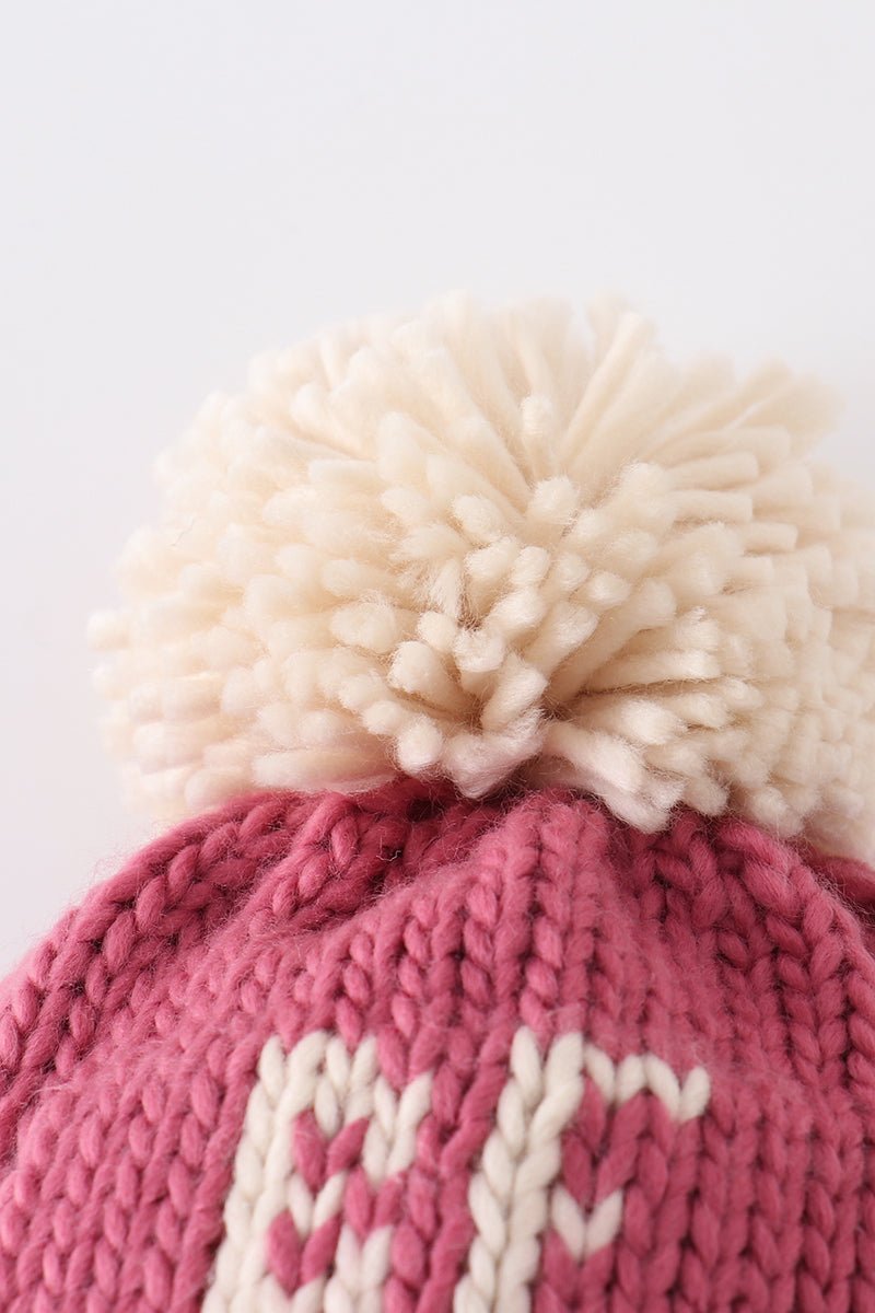 BE MINE Pink Knit Pom Pom Beanie Hat - Gibs+Grady