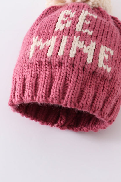 BE MINE Pink Knit Pom Pom Beanie Hat - Gibs+Grady