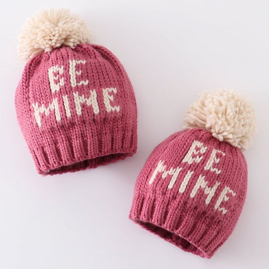 BE MINE Pink Knit Pom Pom Beanie Hat - Gibs+Grady