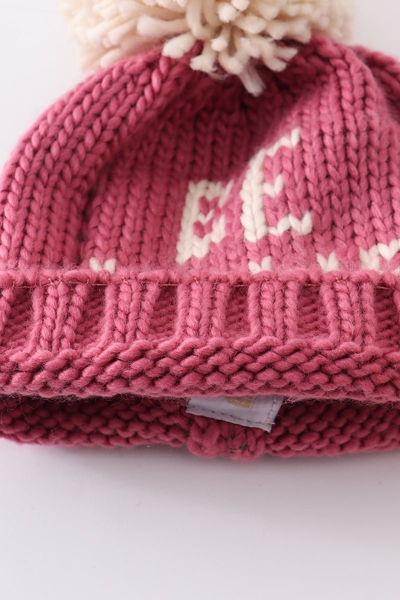 BE MINE Pink Knit Pom Pom Beanie Hat - Gibs+Grady