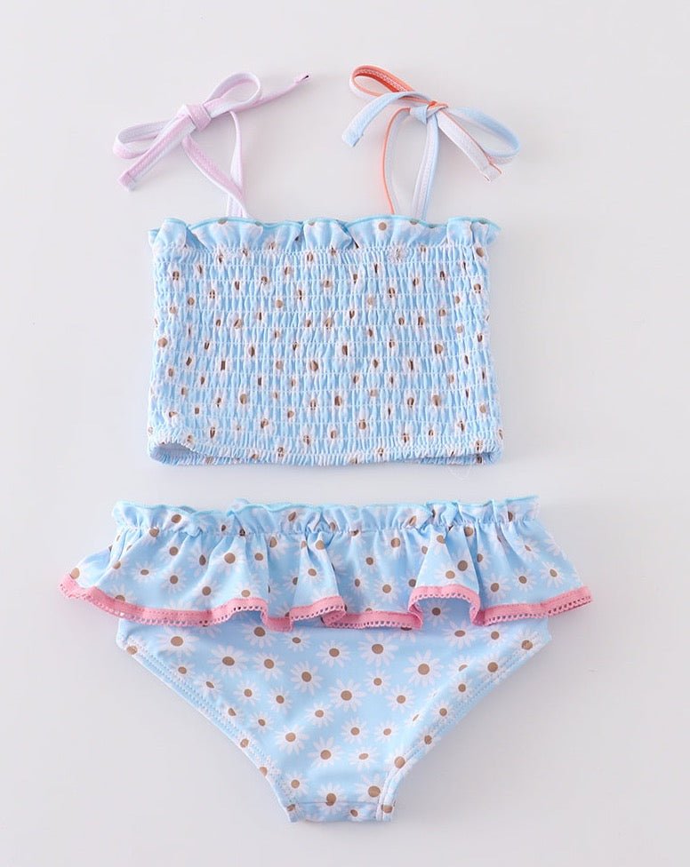 Blue Daisy Smocked 2pcs Swimsuit - Gibs+Grady