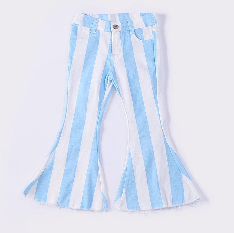 Blue Stripe Denim Bell Bottoms - Gibs+Grady