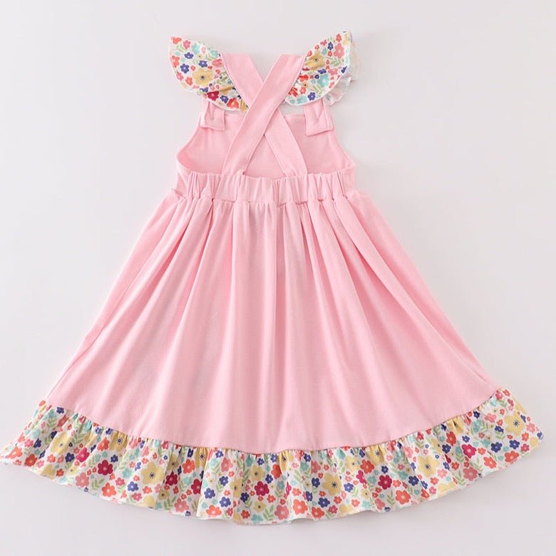 Chicken Applique Pink Floral Ruffle Dress - Gibs+Grady