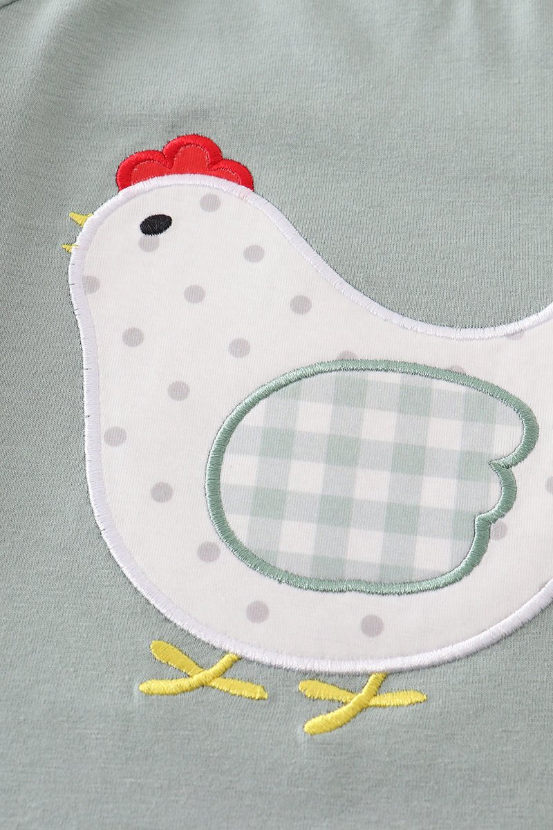 Chicken Applique Sage Boy Top - Gibs+Grady