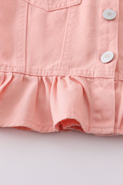 Denim Ruffle Vest - Pink - Gibs+Grady