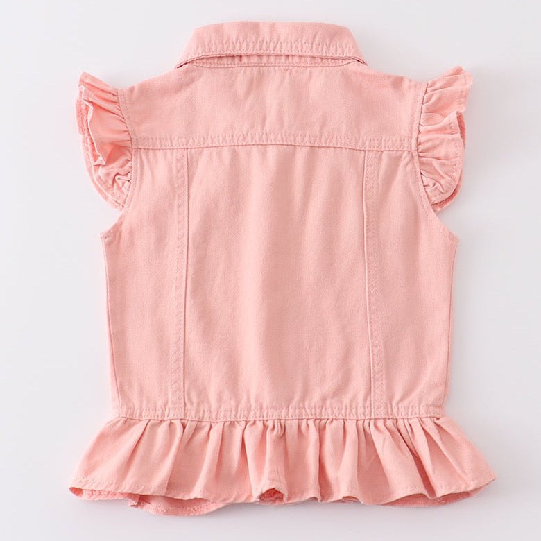 Denim Ruffle Vest - Pink - Gibs+Grady