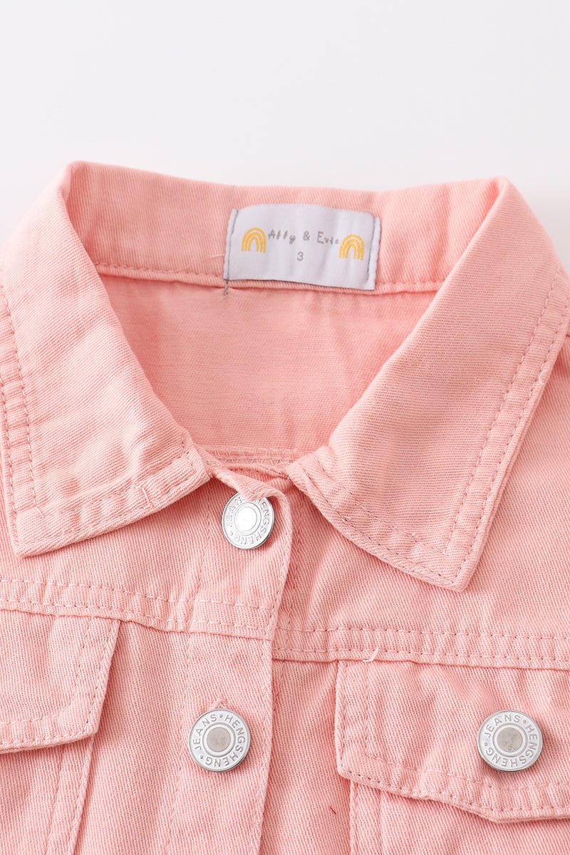 Denim Ruffle Vest - Pink - Gibs+Grady