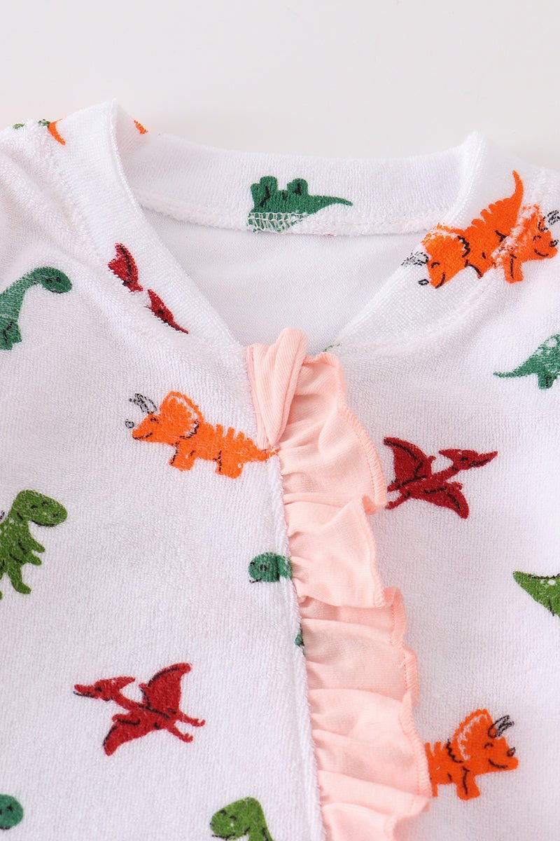 Dinosaur Print Footed Baby Girl Romper - Gibs+Grady