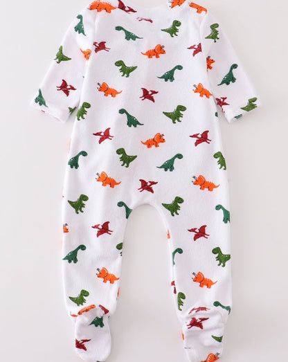 Dinosaur Print Footed Baby Girl Romper - Gibs+Grady