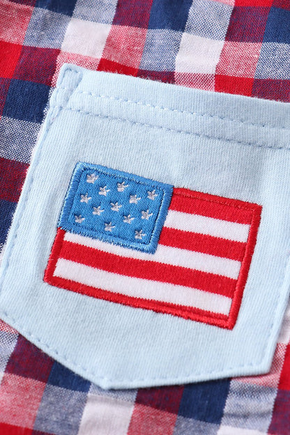 Flag Embroidered Patriotic Button Down Boy Shirt - Gibs+Grady