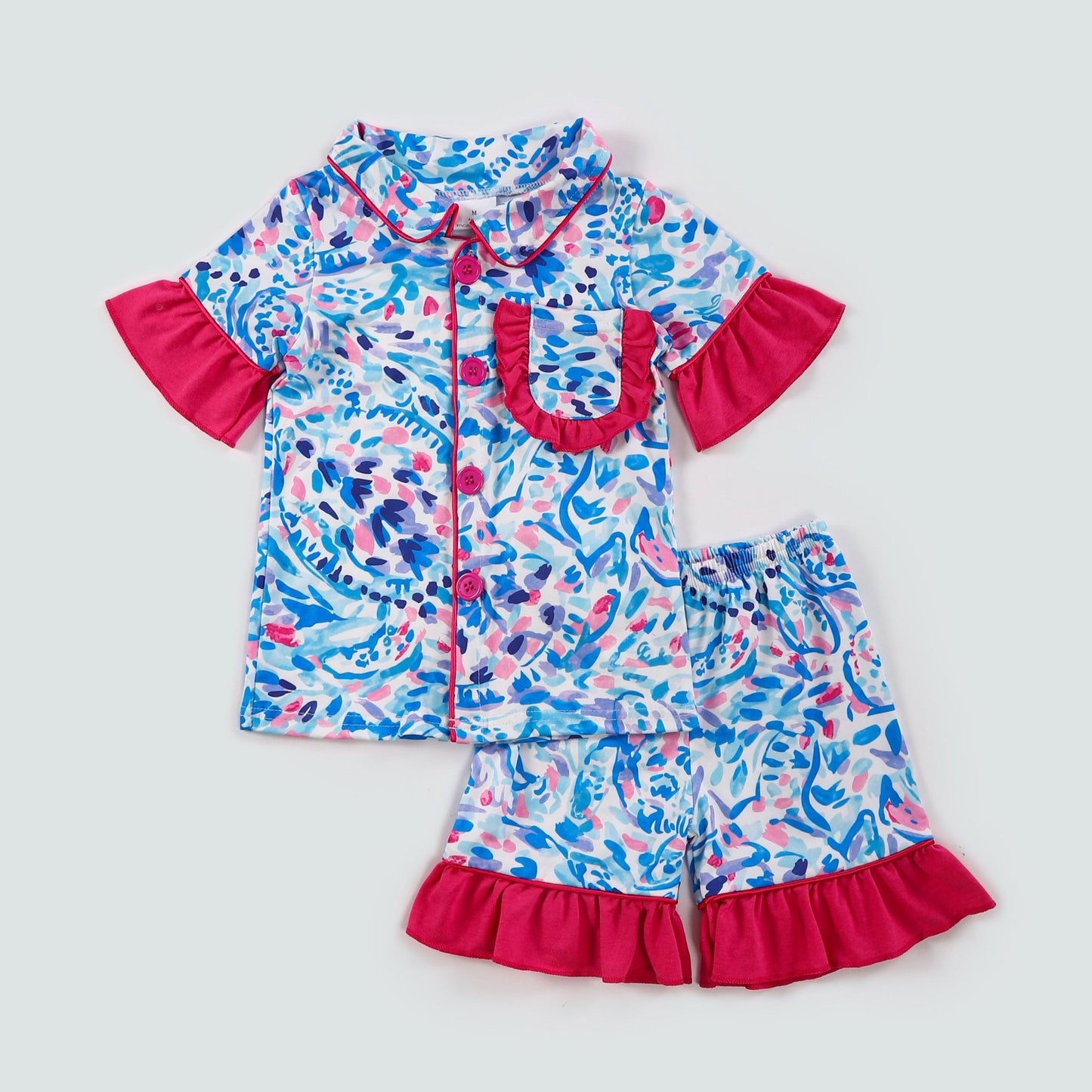 Floral Print Ruffle Girl Pajama Set - Gibs+Grady