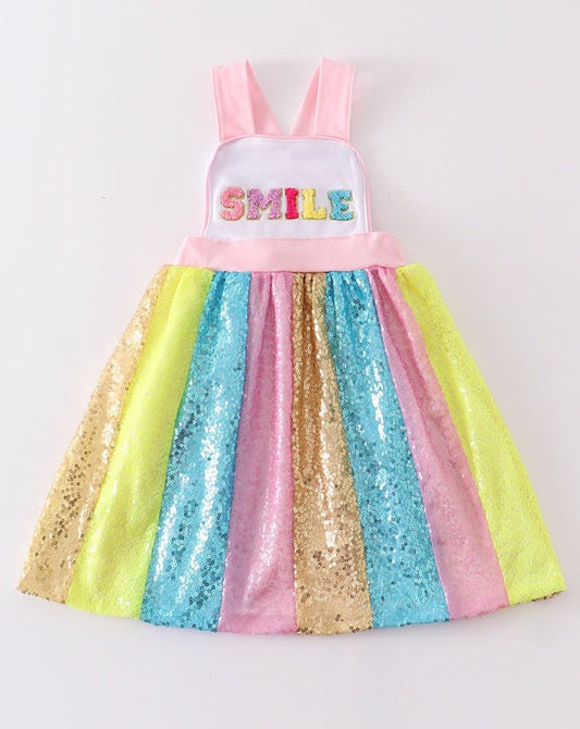 French Knot Smile Rainbow Sequin Strap Dress - Gibs+Grady