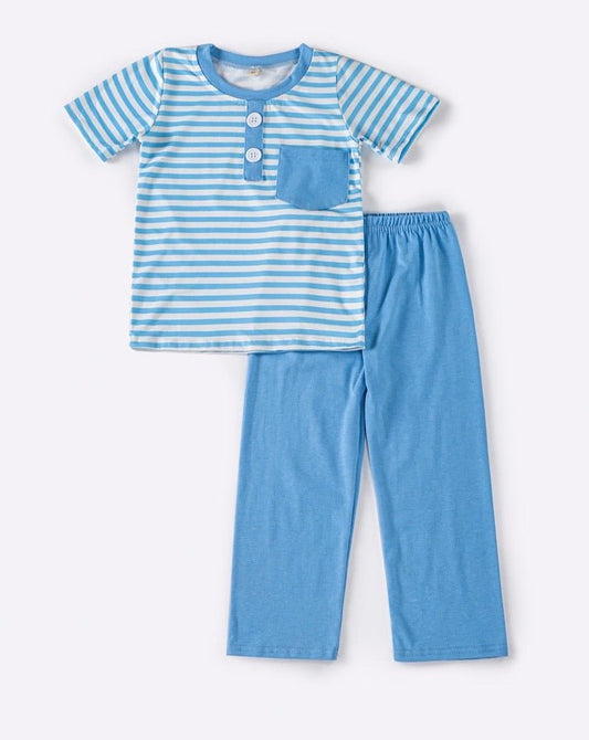 Gage Blue Stripe Boy Pants Set - Gibs+Grady