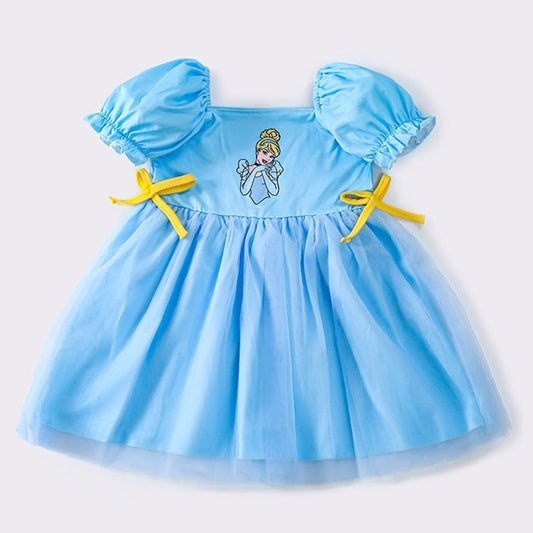 Glass Slipper Princess Embroidered Blue Tulle Dress - Gibs+Grady