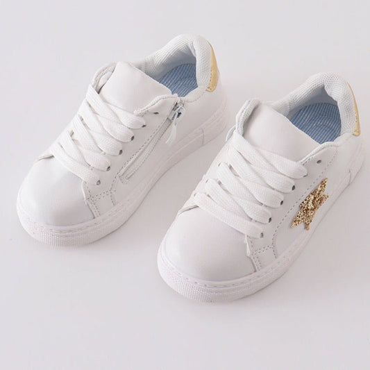 Glitter Star White Sneakers - Toddler + Youth - Gibs+Grady