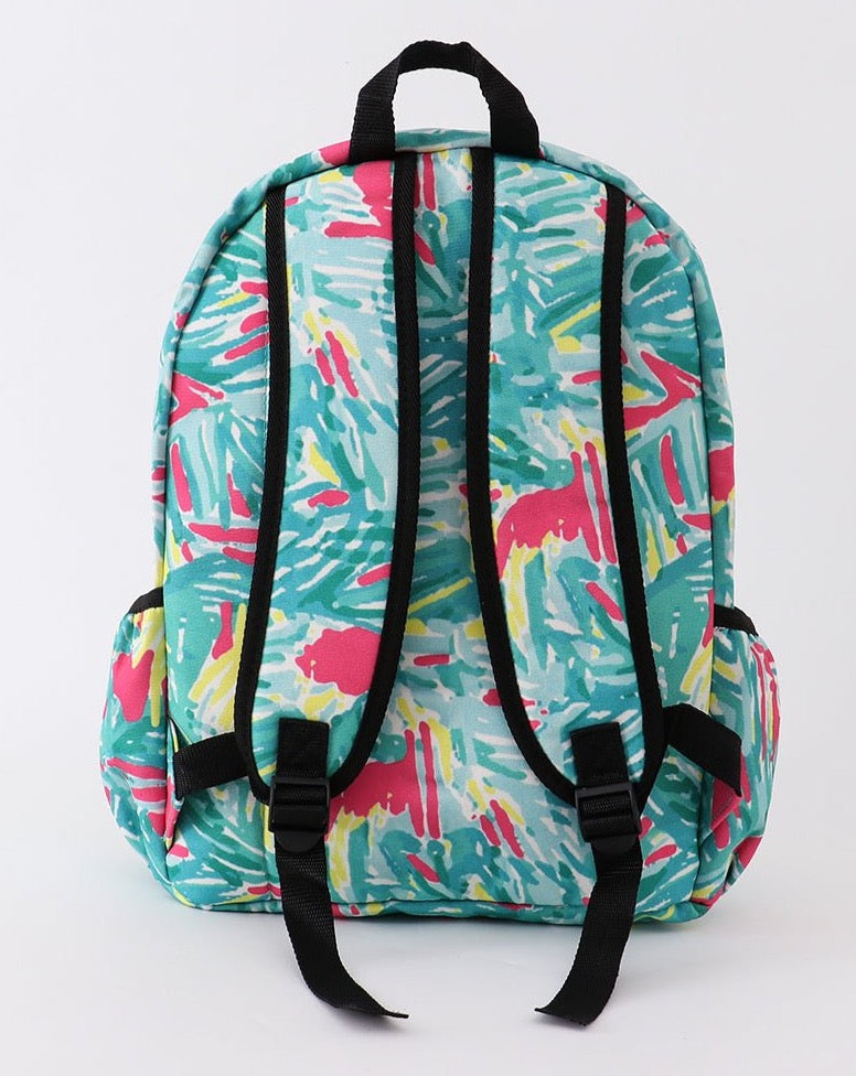 Green Lily Print Backpack - Gibs+Grady