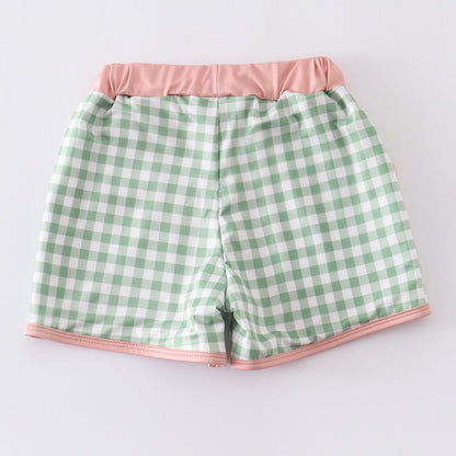 Green Plaid Boy Swim Trunks - Gibs+Grady