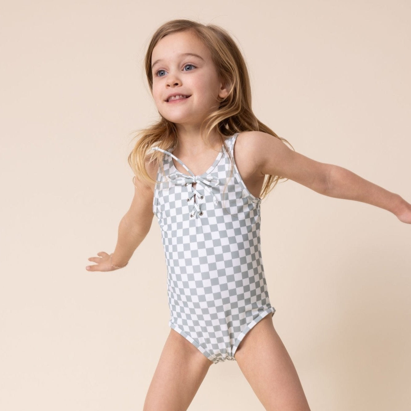 Green Plaid One Piece Girl Swimsuit - Gibs+Grady