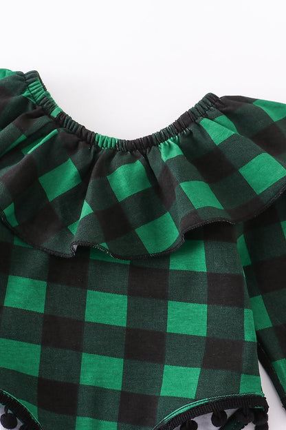 Green Plaid Ruffle Baby Romper - Gibs+Grady