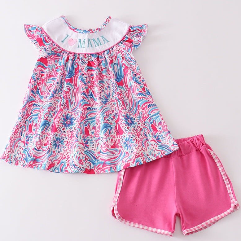 I Love Mama Floral Print Girl Set - Gibs+Grady