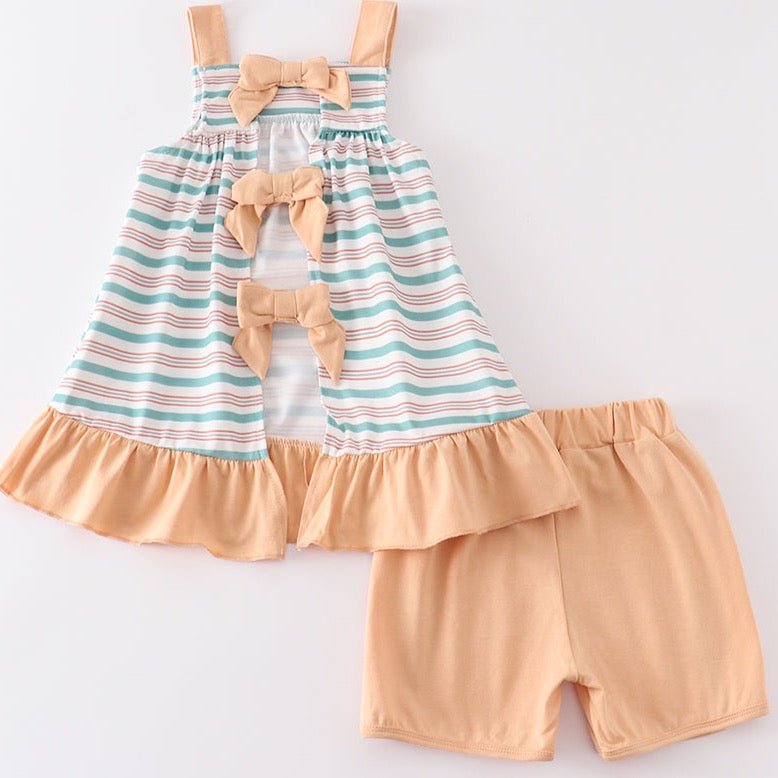 Kelly Green Stripe Bow Girl Set - Gibs+Grady