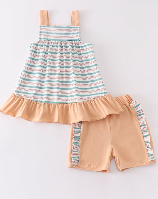 Kelly Green Stripe Bow Girl Set - Gibs+Grady