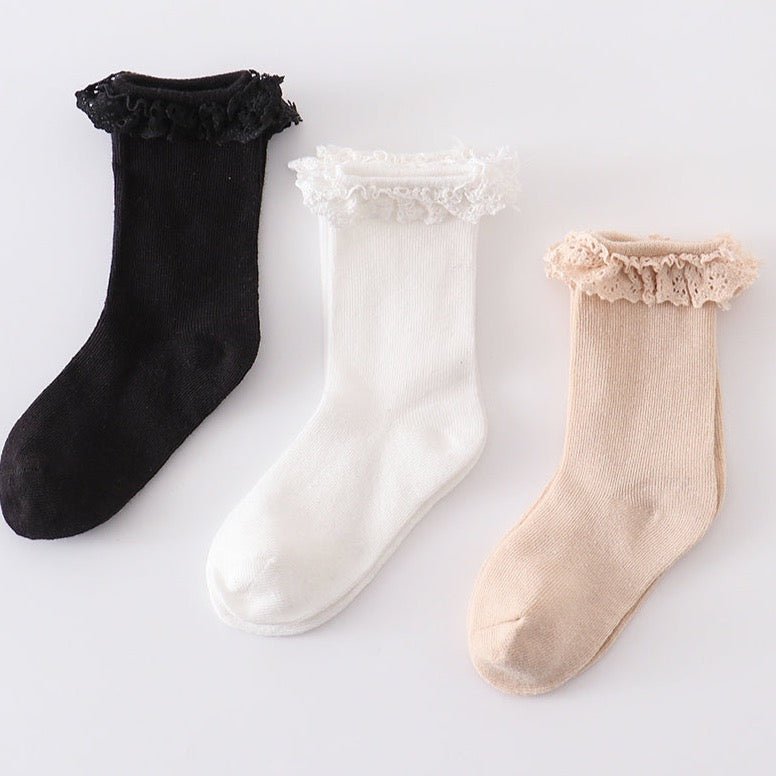 Knit Lace Girls Socks - Black - Gibs+Grady