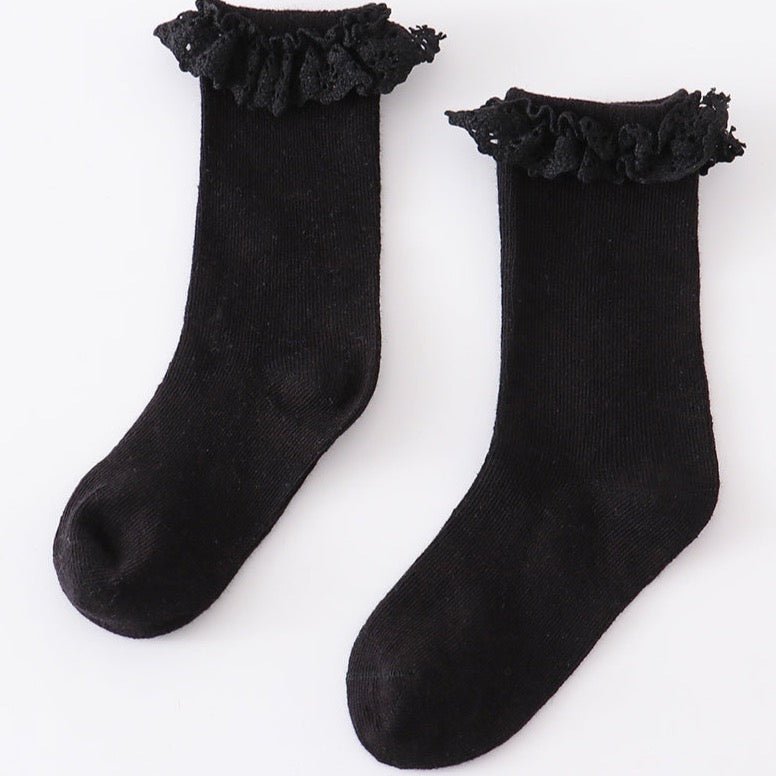 Knit Lace Girls Socks - Black - Gibs+Grady