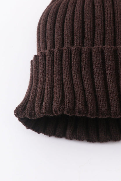 Knit Pom Pom Beanie - Brown - Gibs+Grady