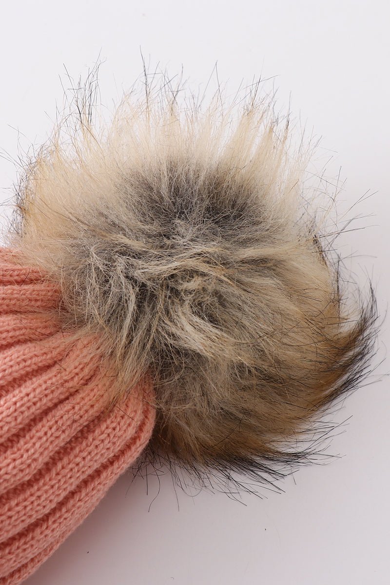 Knit Pom Pom Beanie - Coral - Gibs+Grady