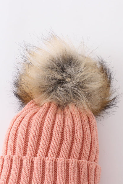 Knit Pom Pom Beanie - Coral - Gibs+Grady