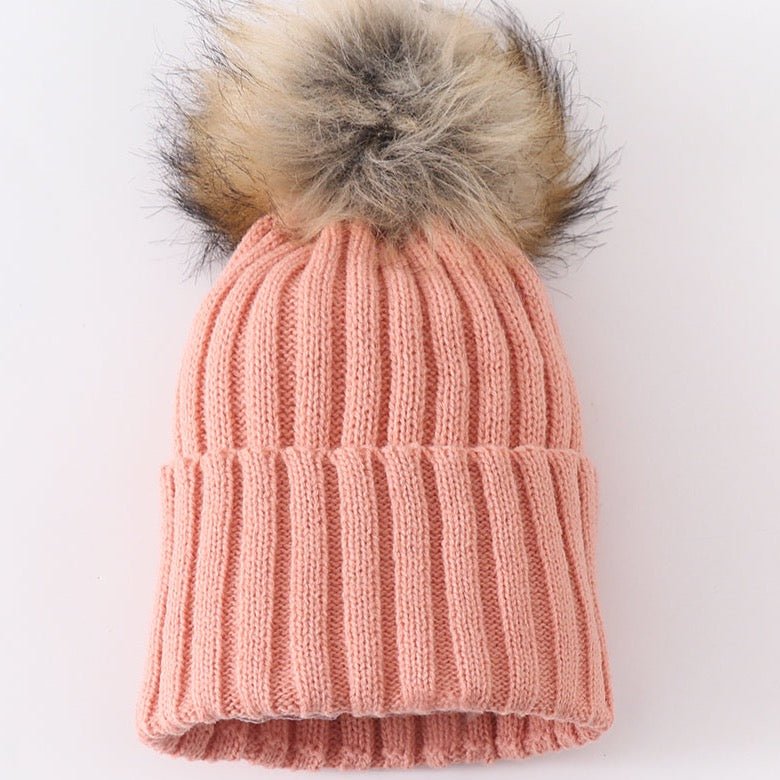 Knit Pom Pom Beanie - Coral - Gibs+Grady