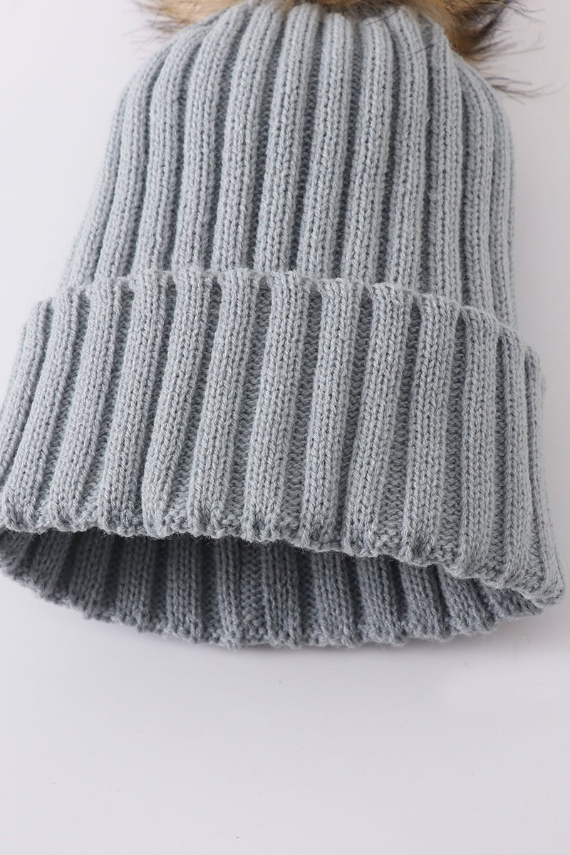 Knit Pom Pom Beanie - Sage - Gibs+Grady