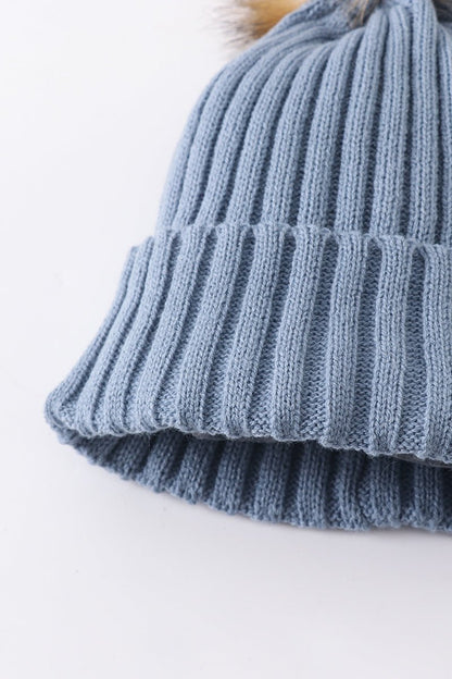 Knit Pom Pom Beanie - Slate - Gibs+Grady