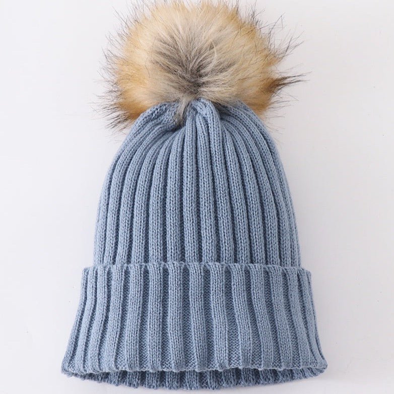 Knit Pom Pom Beanie - Slate - Gibs+Grady