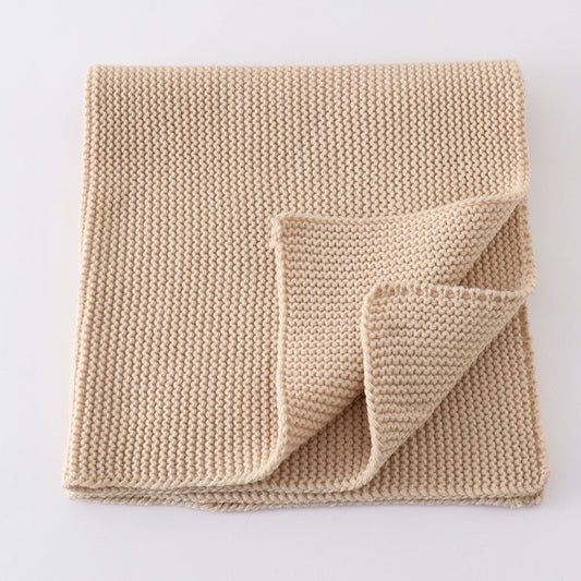 Knitted Soft Baby Blanket - Beige - Gibs+Grady