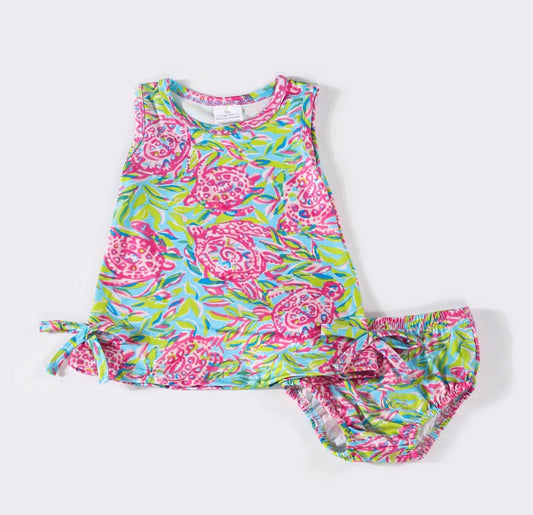 Lily Pink Turtle Print Baby Set - Gibs+Grady