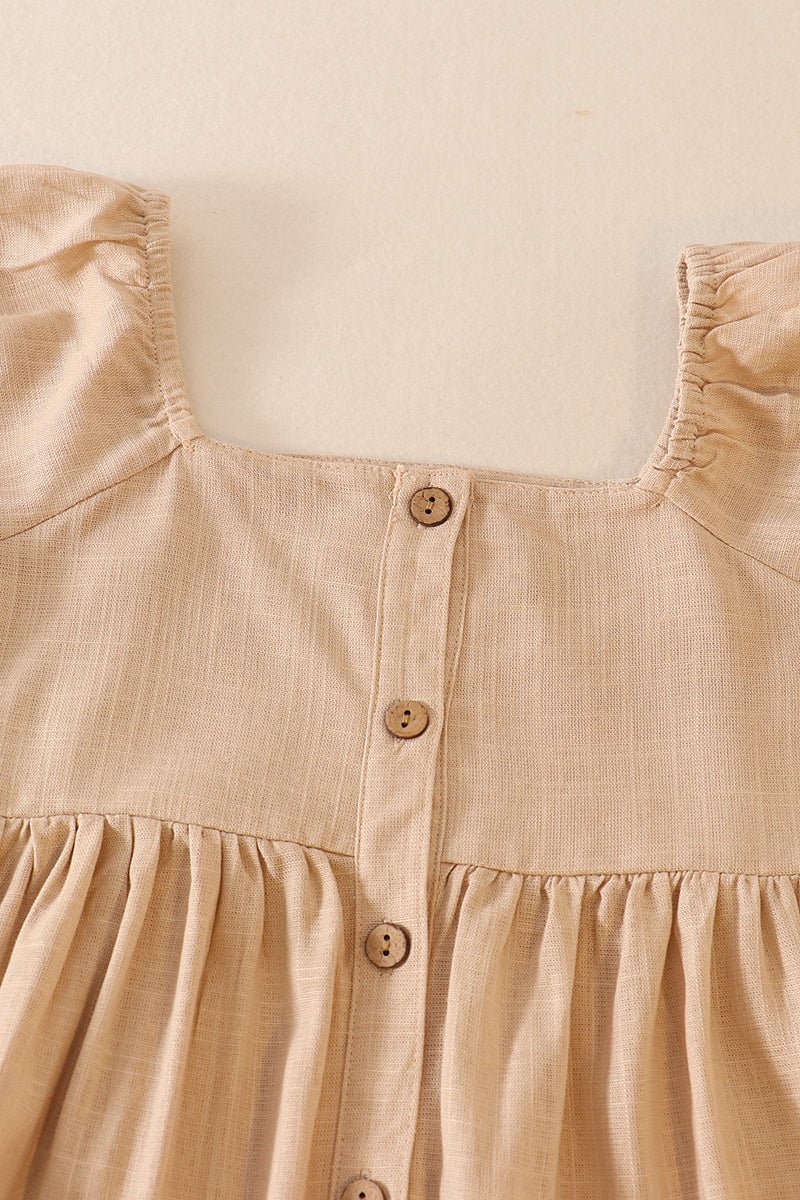 Linen Beige Button Dress - Gibs+Grady